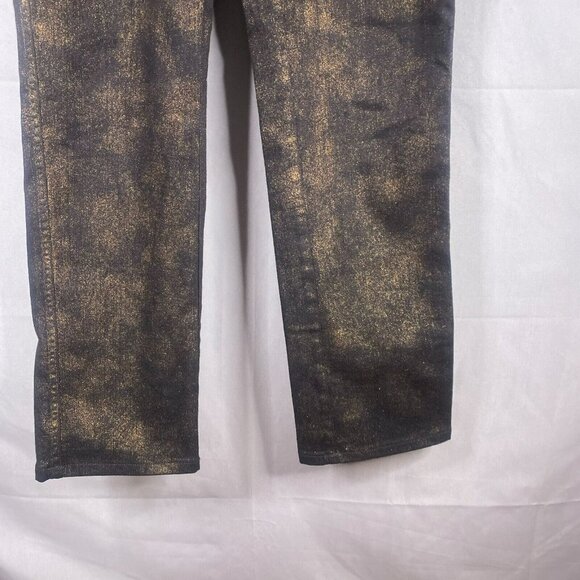 Lafayette 148 Pants Womens 10 Black Gold Shimmer Straight Leg Stretch Je… - Picture 8 of 11